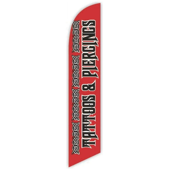 Cobb Promo Tattoos & Piercings Red Advertising Feather Flag 12ft - Replacement Flag Only Without Poleset