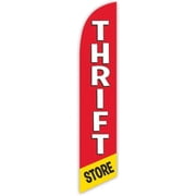 Cobb Promo Thrift Store Red Advertising Feather Flag 12ft - Replacement Flag Only Without Poleset