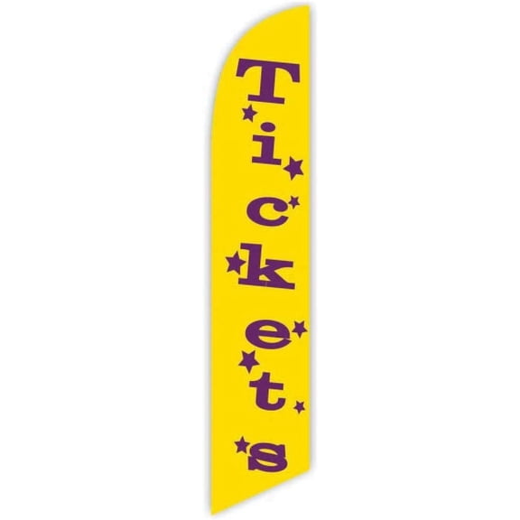 Cobb Promo Tickets Yellow Advertising Feather Flag 12ft - Replacement Flag Only Without Poleset