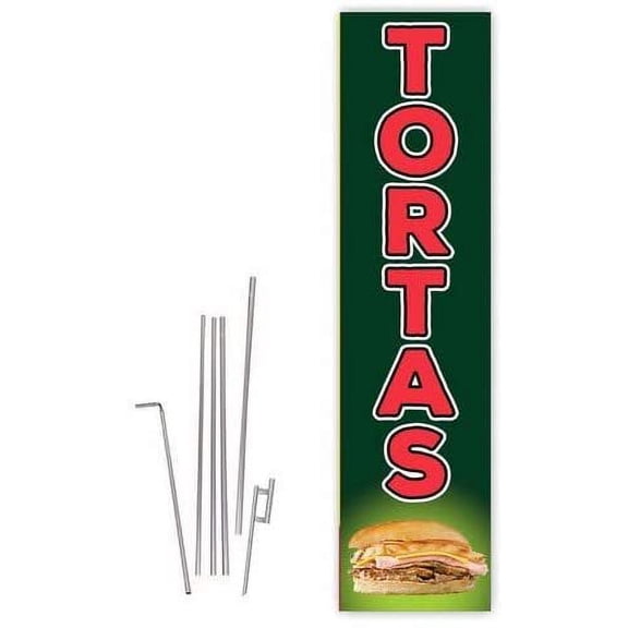 Cobb Promo Tortas Dark Green Rectangle Boomer Flag with Complete 15ft Pole kit and Ground Spike