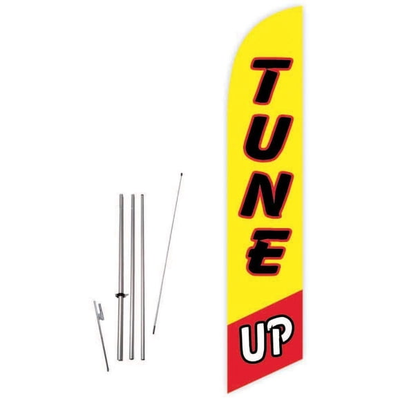 Cobb Promo Tune Up Yellow Feather Flag with Complete 15ft Pole kit and Ground Spike