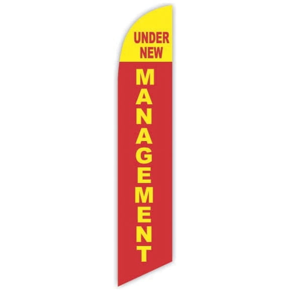 Cobb Promo Under New Management Red Advertising Feather Flag 12ft - Replacement Flag Only Without Poleset