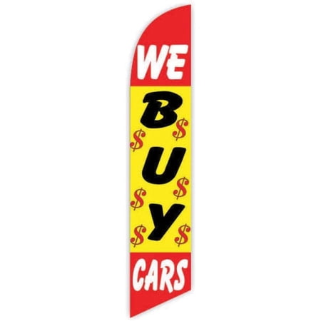 Cobb Promo We Buy Cars Red/Yellow Advertising Feather Flag 12ft - Replacement Flag Only Without Poleset