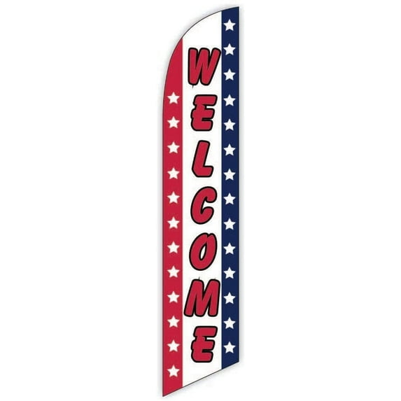 Cobb Promo Welcome Patriotic Advertising Feather Flag 12ft - Replacement Flag Only Without Poleset