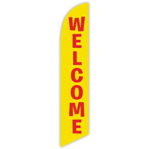 Cobb Promo Welcome Yellow Advertising Feather Flag 12ft - Replacement Flag Only Without Poleset