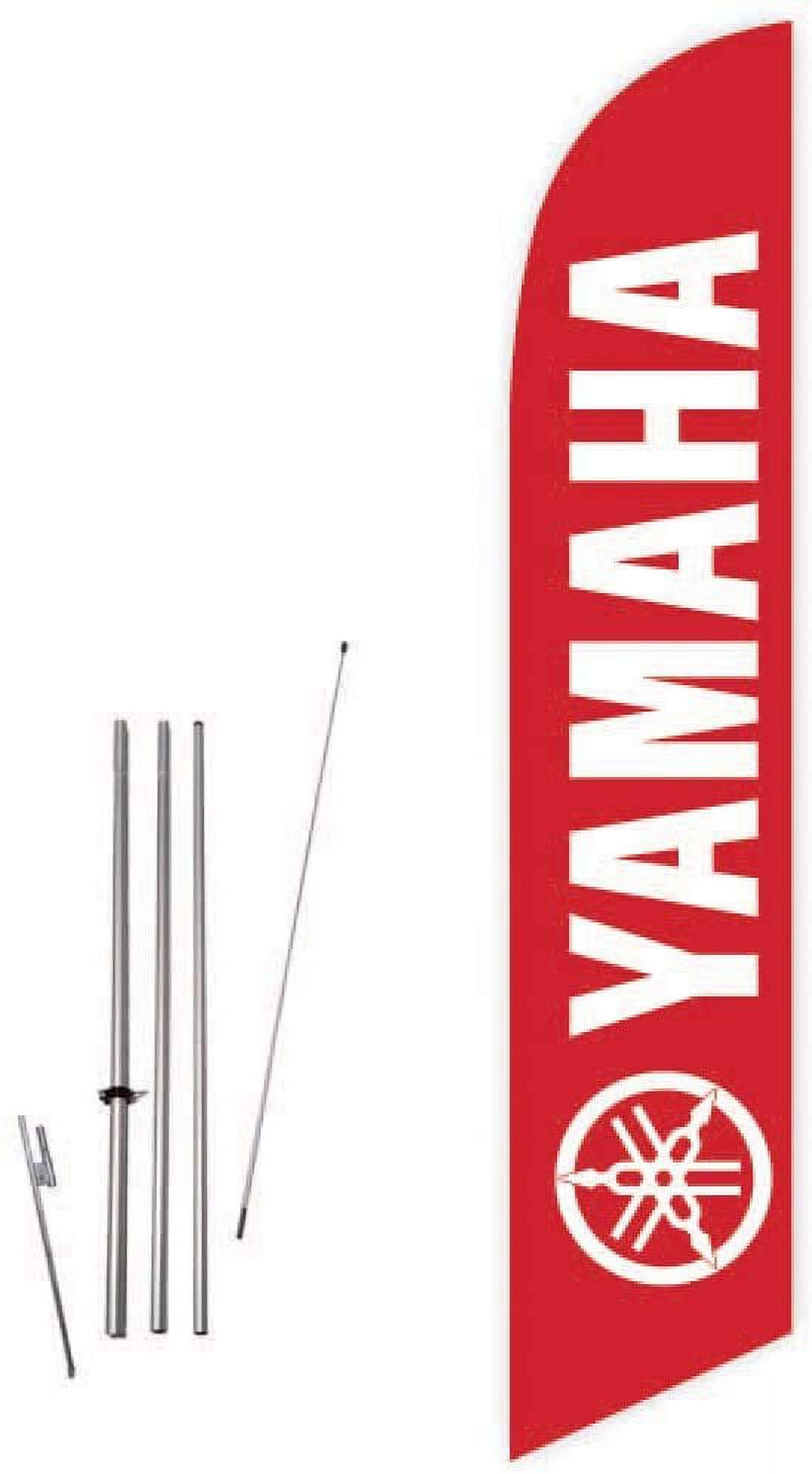 Cobb Promo Yamaha Red Feather Flag with Complete 15ft Pole kit and Ground Spike