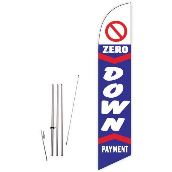 Cobb Promo Zero Down Payment Blue Feather Flag with Complete 15ft Pole kit and Ground Spike
