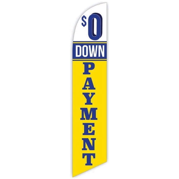 Cobb Promo Zero Down Payment Yellow Advertising Feather Flag 12ft - Replacement Flag Only Without Poleset