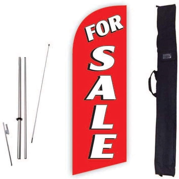 Cobb Promo for Sale Red 6ft Real Estate Feather Flag with Complete 8ft Pole kit, Ground Spike and Carry Bag