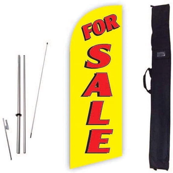 Cobb Promo for Sale Yellow 6ft Real Estate Feather Flag with Complete 8ft Pole kit, Ground Spike and Carry Bag
