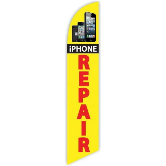 Cobb Promo iPhone Repair Yellow Advertising Feather Flag 12ft - Replacement Flag Only Without Poleset