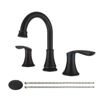 Cobbe 2-Handle 8 inch Widespread Bathroom Sink Faucet Matte Black Lavatory Faucet 3 Hole 360 Swivel Spout Vanity Sink Basin Faucets