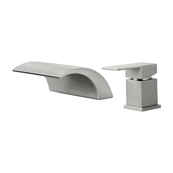 Cobbe 2-Hole Mount Bathroom Sink Faucet Single Handle Bathroom Faucet with Waterfall Spout Brushed Nickel