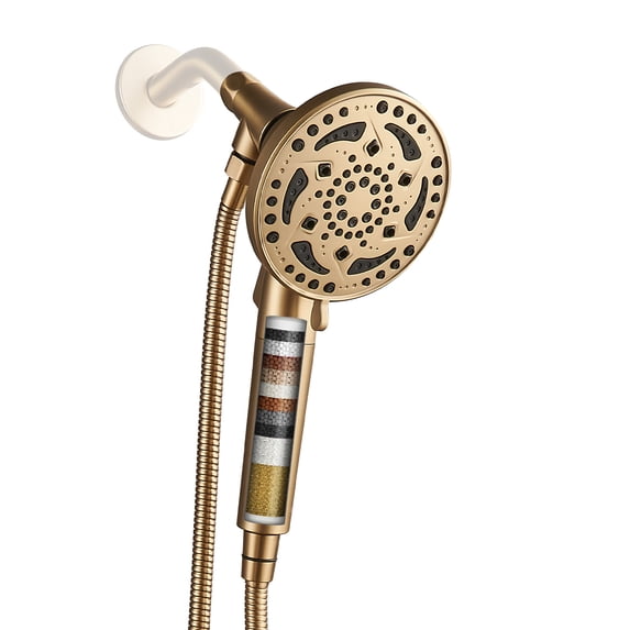 Cobbe 7 Spray Modes Filtered Multi-Function Detachable Shower Head 60-Inch Hose Brushed Gold