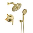 thumbnail image 1 of Cobbe 8-Inch Rain Shower Head Combo Kit with 6 Modes Shower Head and 9 Modes Handheld Shower Single Handle with 59-Inch Hose Brushed Gold, 1 of 9