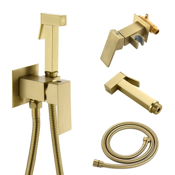 Cobbe Adjustable Temperature Handheld Bidet Sprayer kit for Toilet Bathroom Wall Mounted Toilet Attachment for Hygienic Cleaning Brushed Gold