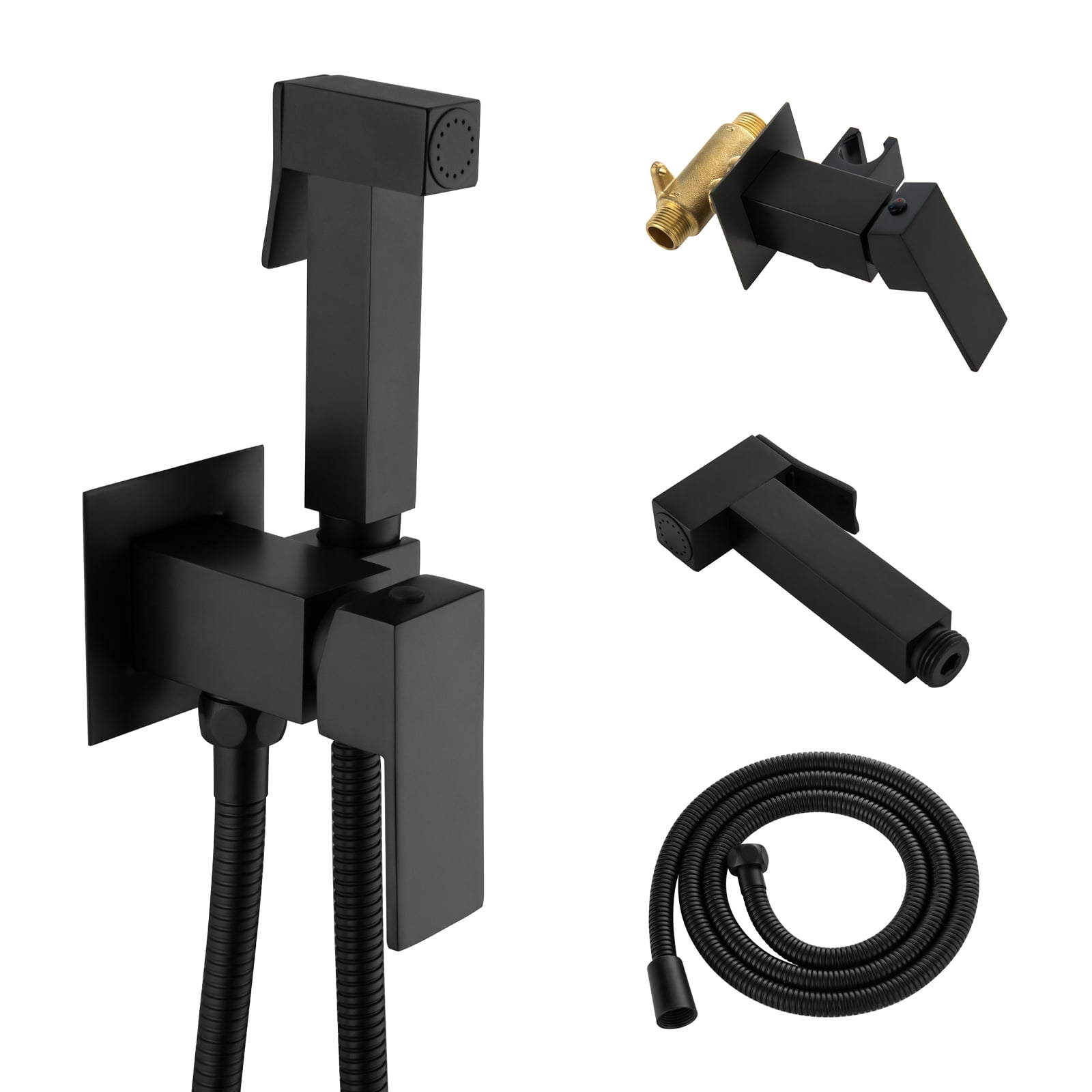 Cobbe Adjustable Temperature Handheld Bidet Sprayer kit for Toilet Bathroom Wall Mounted Toilet Attachment for Hygienic Cleaning Matte Black