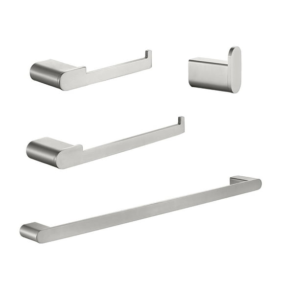 Cobbe Bathroom Hardware 4-Piece Set, Brushed Nickel Bathroom Accessories Set with Towel Rack, Hand Towel Bar, Towel Hook, Toilet Paper Holder
