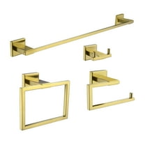 Cobbe Brushed Gold Bathroom Accessories 4-Piece Bathroom Hardware Set with Towel Rack, Towel Hook, Toilet Paper Holder and Towel Ring