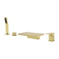 thumbnail image 1 of Cobbe Brushed Gold Bathroom Bathtub Faucet Set 4-Hole Deck Mount with Sprayer and 10.24-Inch Wide Waterfall Spout Single Handle Dual, 1 of 12