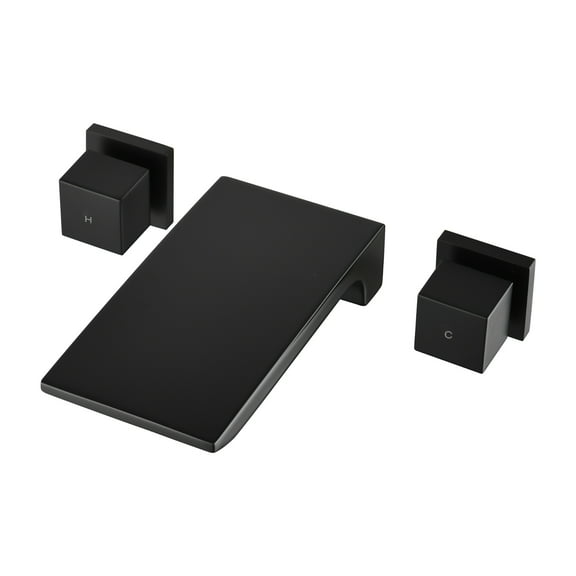 Cobbe Double Handle Wall Mount Bathroom Faucet with Waterfall Spout Matte Black