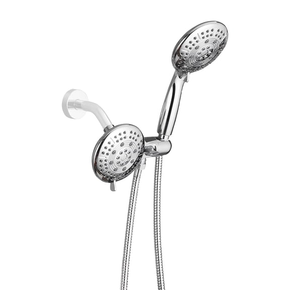 Cobbe Dual Shower Head Combo 3-Way Rainfall Shower Combo with 6 Modes 2-in-1 Dual Showerhead with 59" Hose Chrome