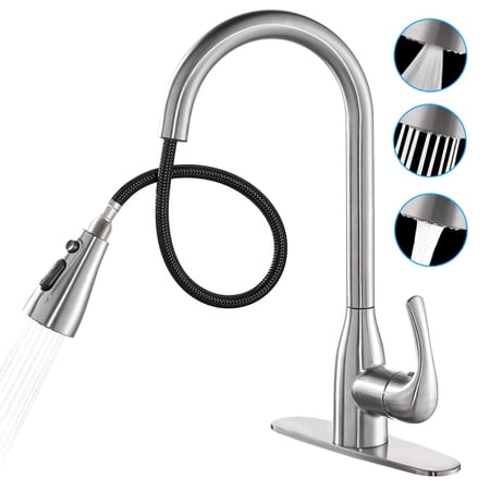 Cobbe Kitchen Sink Faucets Brushed Nickel Pull Down Kitchen Faucet Single Handle Kitchen Faucet