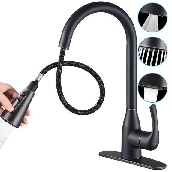 Cobbe Kitchen Sink Faucets Oil Rubber Bronze Pull Down Kitchen Faucet Single Handle Kitchen Faucet