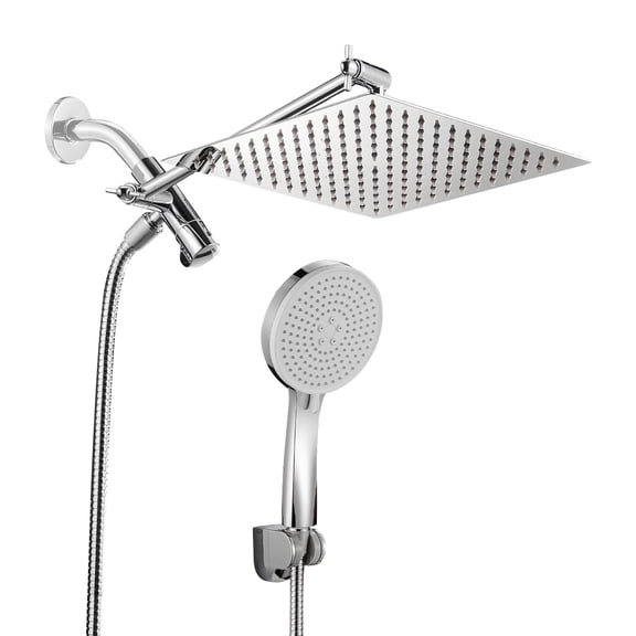 Cobbe Shower Set Adjustable 10-inch Shower Head and with 5-Function Hand Shower Combo Chrome