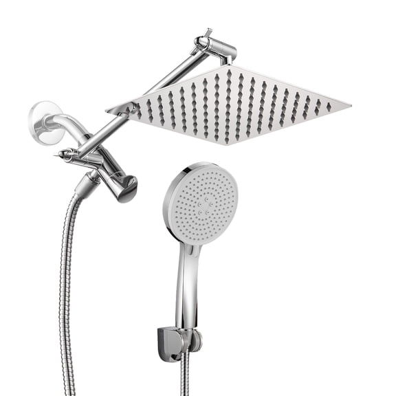 Cobbe Shower Set Adjustable 8-inch Shower Head and with 5-Function Hand Shower Combo Chrome