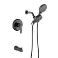 thumbnail image 1 of Cobbe Shower Shower System with 7 Settings ABS Dual Shower Head and Bathtub Spout Shower Kit Single Handle Wall Mount Matte Black Shower Set, 1 of 9
