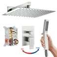 thumbnail image 1 of Cobbe Shower Set,12-inch Rainfall Shower Head with Handheld Sprayer,Shower system for Bathroom Rough-in Valve Body and Trim Included, Brushed Nickel, 1 of 10
