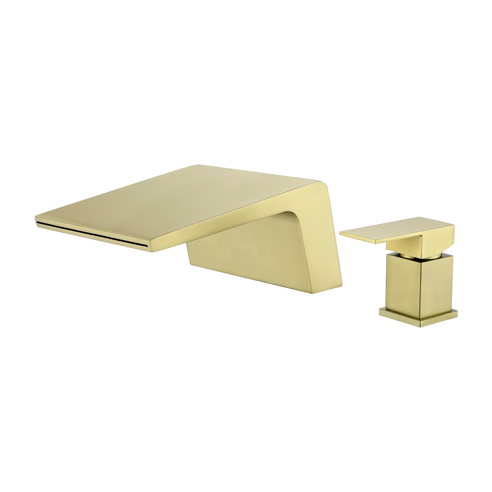 Cobbe Wide Waterfall Spout Modern Bathroom Sink Faucet Single Handle 2-Hole Mount Brushed Gold