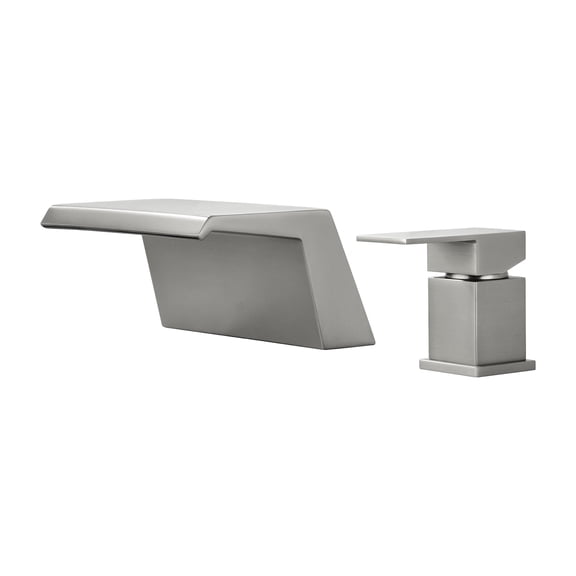 Cobbe Single Handle 2-Hole Mount Bathroom Sink Faucet with Wide Waterfall Spout Brushed Nickel