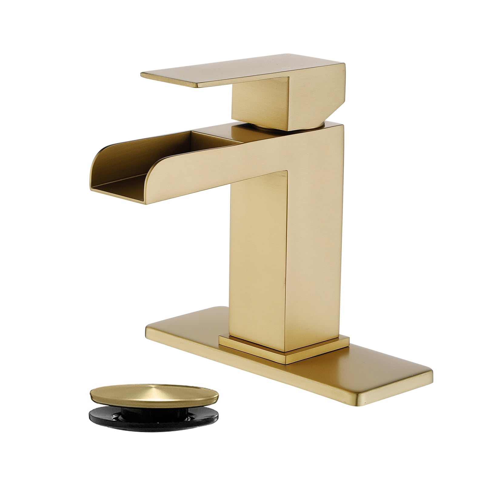 Cobbe Single-Handle Bathroom Sink Faucet for Vanity Single-Hole with Pop-Up Drain Bathroom Faucet Brushed Gold