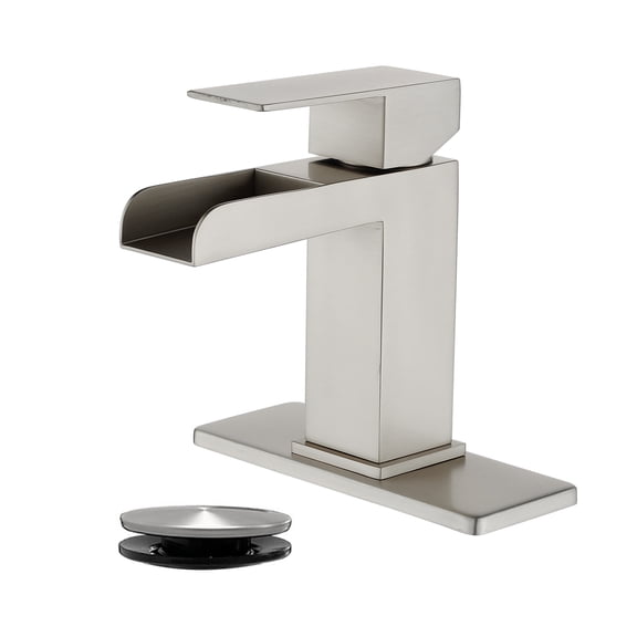 Cobbe Single-Handle Bathroom Sink Faucet for Vanity Single-Hole with Pop-Up Drain Bathroom Faucet  Brushed Nickel