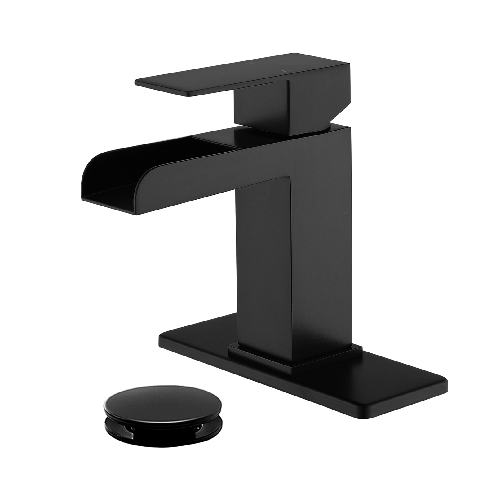 Cobbe Single-Handle Bathroom Sink Faucet for Vanity Single-Hole with Pop-Up Drain Bathroom Faucet Matte Black