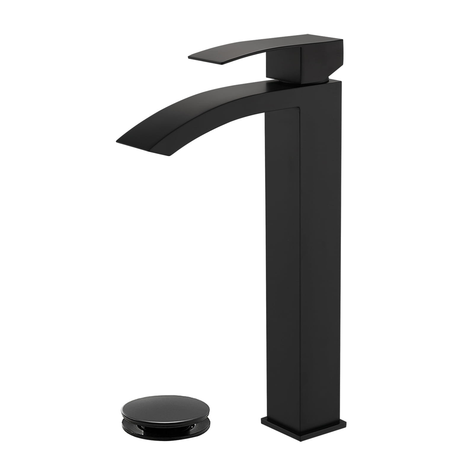 Cobbe Single-Handle Single-Handle Bathroom Vessel Sink Faucet with Pop-Up Drain Single-Hole Installation Matte Black