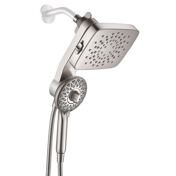 Cobbe Wall Mount Magnetic 2-in-1 Bathroom Rain Shower with 5-Spray Patterns Handheld Shower and 70-Inch Hose Brushed Nickel