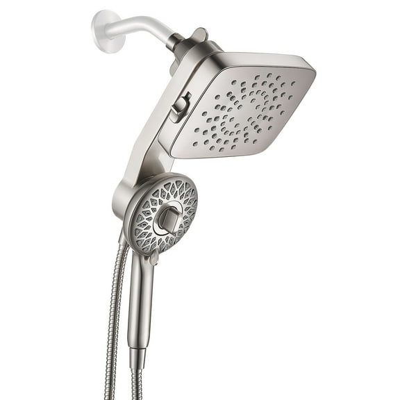 Cobbe Wall Mount Magnetic 2-in-1 Bathroom Rain Shower with 5-Spray Patterns Handheld Shower and 70-Inch Hose Brushed Nickel