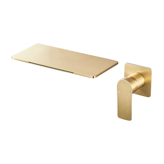 Cobbe Wall Mounted Bathroom Faucet 4-Hole Single-Handle Brushed Gold