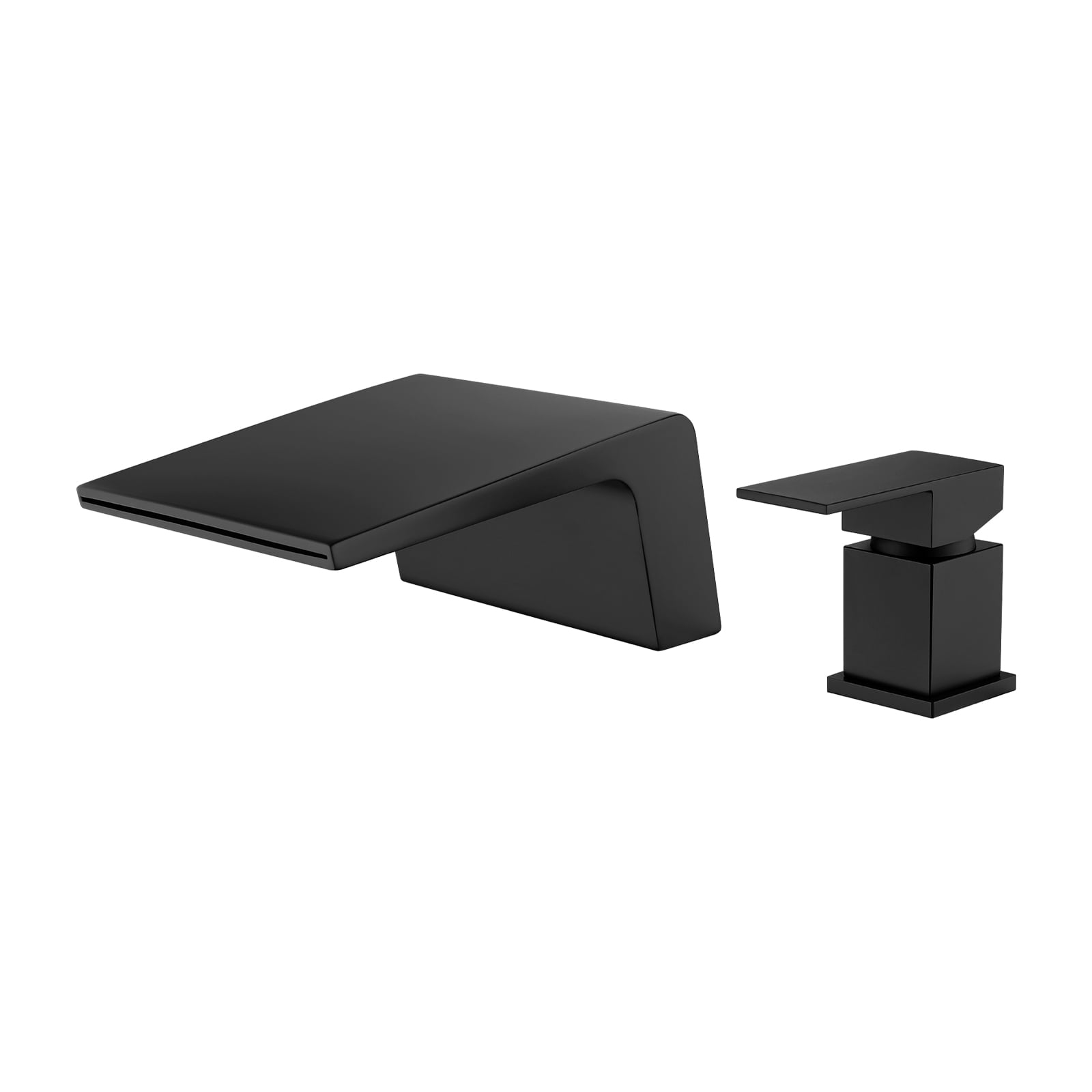 Cobbe Wide Waterfall Spout Modern Bathroom Sink Faucet Single Handle 2-Hole Mount Matte Black