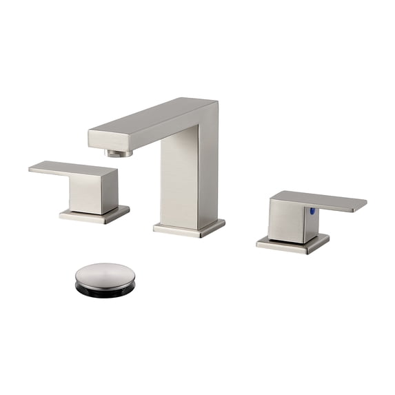 Cobbe Widespread 8-Inch Bathroom Faucet 3 Hole, 2-handle Bathroom Sink Faucet with Pop Up Drain Assembly Brushed Nickel