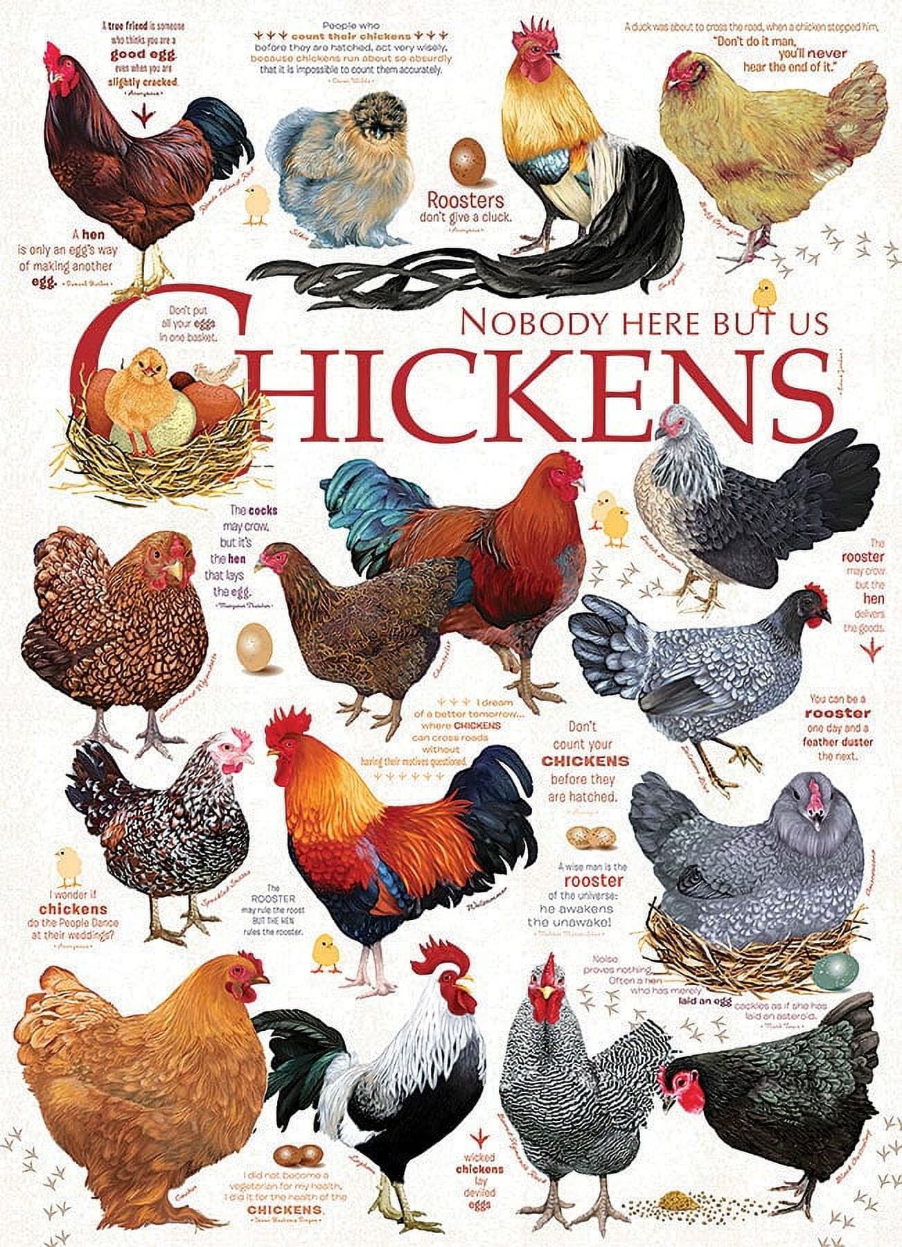 Cobble Hill 1,000 piece puzzle - Chicken Quotes - reference poster included