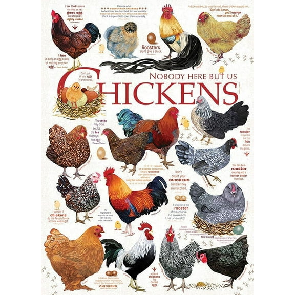 Cobble Hill 1,000 piece puzzle - Chicken Quotes - reference poster included