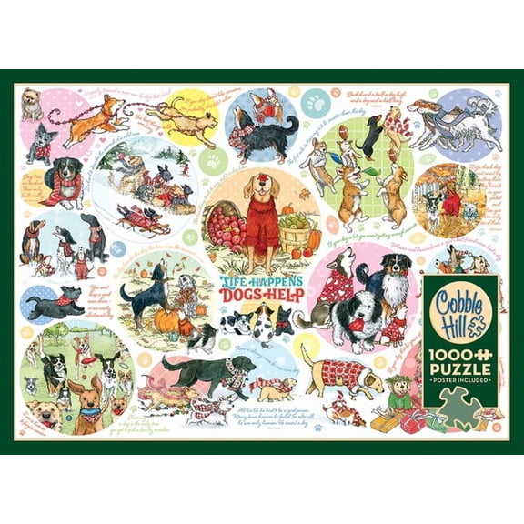 Cobble Hill 1000 Piece Family Jigsaw Puzzle - Dog Thoughts (Poster Included)