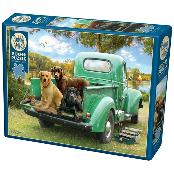 Cobble Hill 500 piece puzzle - Let's Go Fishing - reference poster included