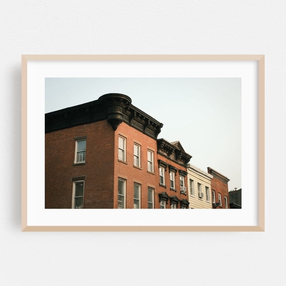 Cobble Hill Architectural, Brooklyn - Brooklyn New York Photography Architecture Vintage City Street Photography Oak Framed Wall Art Print 5 x 7 inches