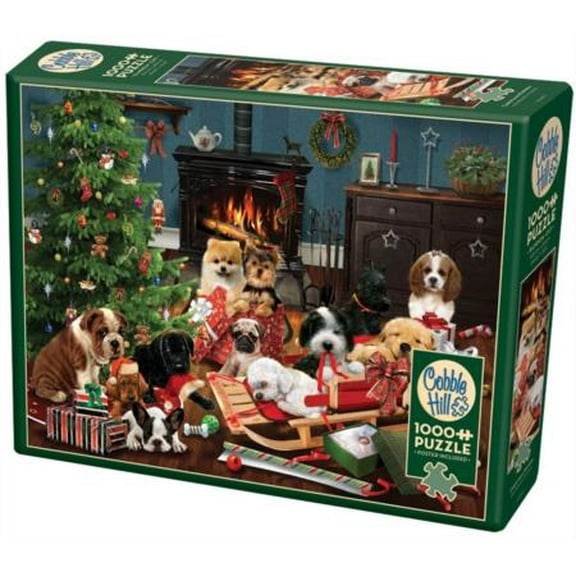 Cobble Hill 1000 Piece Puzzle - Christmas Puppies - Sample Poster Included