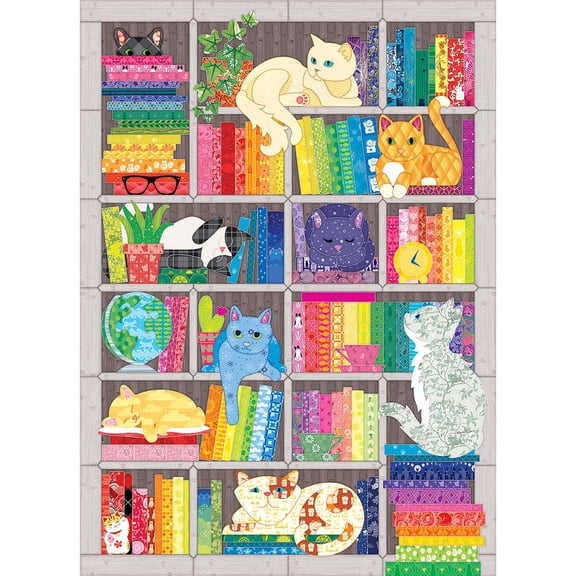 Cobble Hill Rainbow Cat Quilt Jigsaw Puzzle